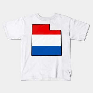 Red, White, and Blue Utah Outline Kids T-Shirt